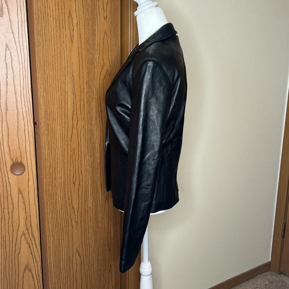 Vtg Y2K Cache Leather Jacket Black Buttery Soft Single Button Baddie Goth Grunge - Picture 3 of 11